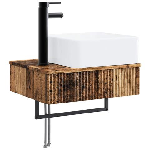 Set di mobili per il bagno 3 pz Legno antico - Foto 2