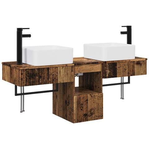 Set di mobili per il bagno 3 pz Legno antico - Foto 1