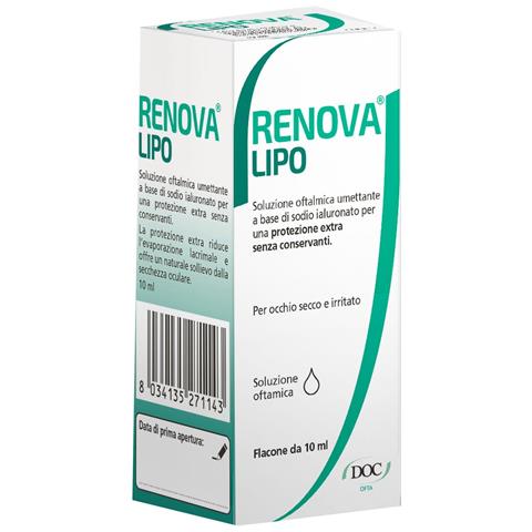 Renova Collirio Sostituto Lacrimale a Base di Acido Ialuronico 0,4% e Lipidi Flacone da 10 ml Senza Conservanti - Foto 1