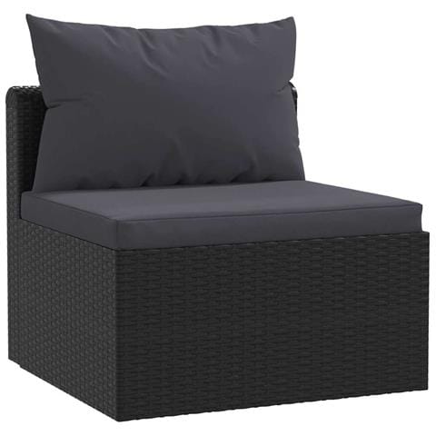 Set Divani Da Giardino 7 Pz Con Cuscini In Polyrattan Nero - Foto 9