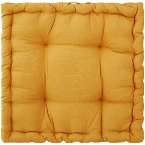 Cuscino Da Pavimento In Cotone - 40 X 40 X 8 Cm - Ocra - Foto 1
