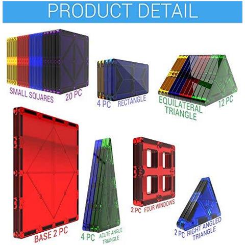 Magnetico Mattonelle Building Blocks Costruzione Giocattoli Per Boys Girls 47pc - Stem Giocattolo Educativo Learning For Kids Age 3 4 5 6 7 8 Year Old Regalo - Foto 4