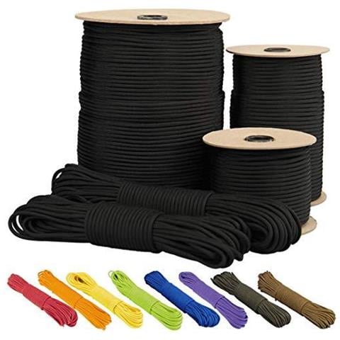 Paracord 550 Paracadute Fune 7-wire Type Iii Mil-spec Sopravvivenza Cable - 250kg Rottura Di Carico Nero A 50 M - Foto 1