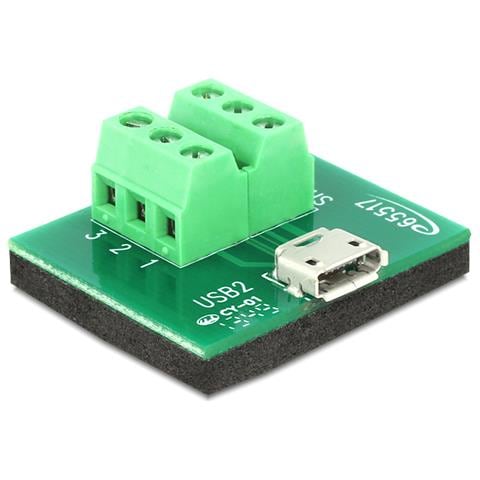 65517, Micro USB, 6p, Femmina, Nero, Verde, Sacchetto di politene - Foto 1