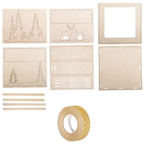 Kit Cornice In Legno Di Natale 20 X 20 Cm + Washi Tape Dorato 5 M - Foto 1