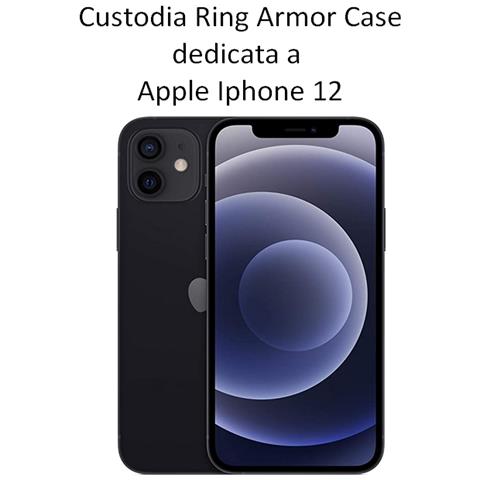 Custodia Alta Protezione Con Anello Per Apple Iphone 12 - 12 Pro Black - Foto 2