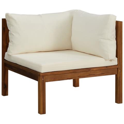 Set Divani Da Giardino 6 Pz Con Cuscini Crema In Legno Acacia - Foto 2