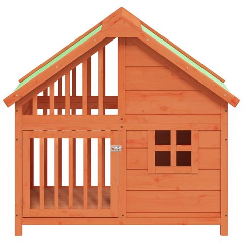 Cuccia Per Cani Marrone 96x60,5x87 Cm In Legno Massello Di Pino - Foto 2