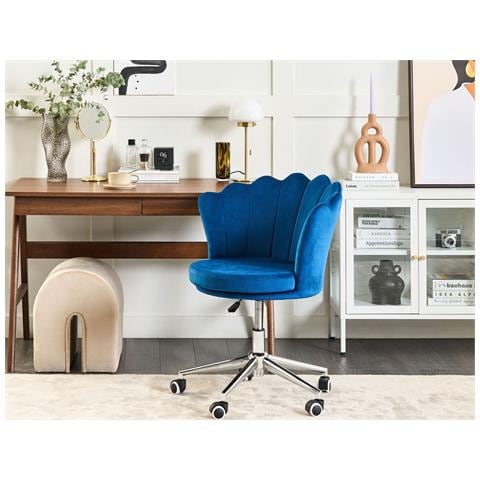 Sedia Da Scrivania Monticello Velluto Blu - Foto 1