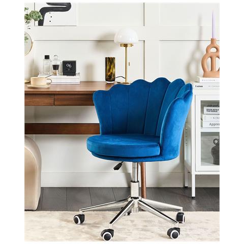 Sedia Da Scrivania Monticello Velluto Blu - Foto 6