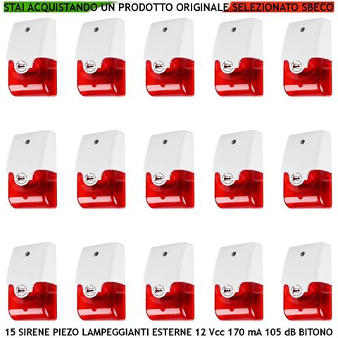 Sirena Allarme Lampeggiante 15 Pezzi Con Diffusore Piezoelettrico Melodia Bitono Da 1500 A 4000 Hz 105 Db Alimentazion - Foto 1