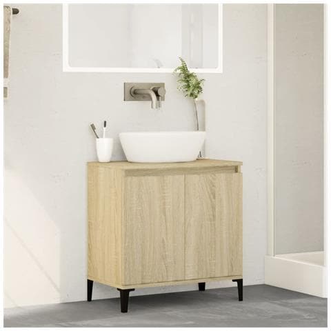 Mobile Lavabo Rovere Sonoma 58x33x60 Cm In Legno Multistrato - Foto 3