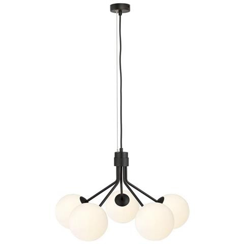 Lampada A Sospensione Nova - Nero, Bianco - Acciaio Verniciato A Polvere, Vetro - 57x100x46 Cm - Foto 1