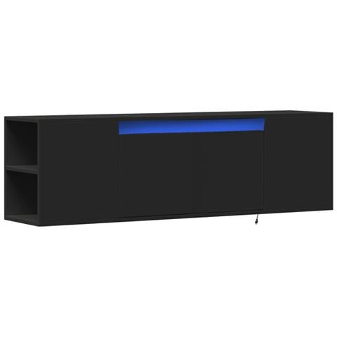 Mobile Tv A Parete Con Luci Led Nero 135x31x39,5 Cm - Foto 3