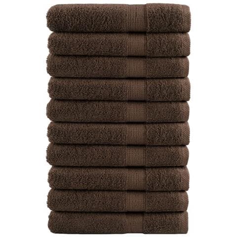 Asciugamani Da Bagno Solund 10 Pz Marroni 100x200cm 600gsm - Foto 1