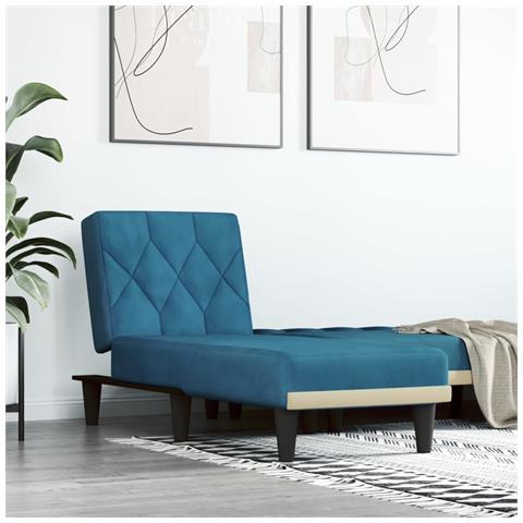 Chaise Longue In Velluto Blu - Foto 1
