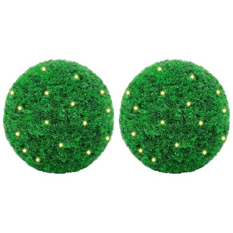 Sfere di Bosso Artificiale con Luci LED 2 pz Verdi 35 cm - Foto 1