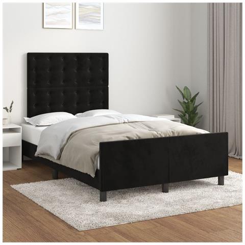 Giroletto Senza Materasso Nero 120x190 Cm Velluto - Foto 1