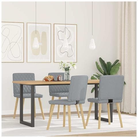 Sedie Da Pranzo 4 Pz Grigio Chiaro In Tessuto - Foto 2