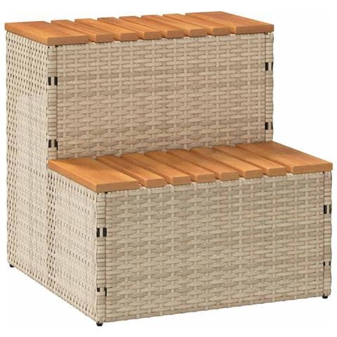 Bordo Per Vasca Idromassaggio Beige Polyrattan&massello Acacia - Foto 1