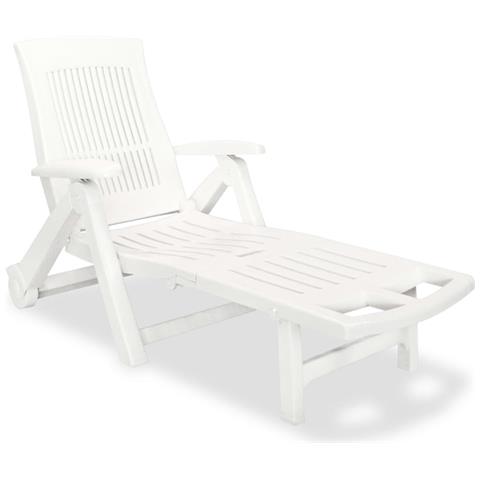 Lettino Prendisole Con Poggiapiedi In Plastica Bianco - Foto 2