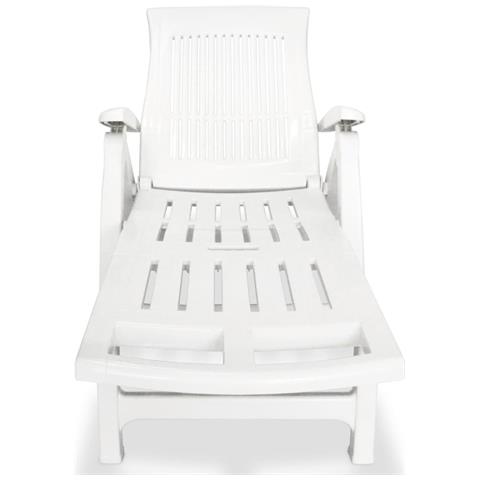 Lettino Prendisole Con Poggiapiedi In Plastica Bianco - Foto 1