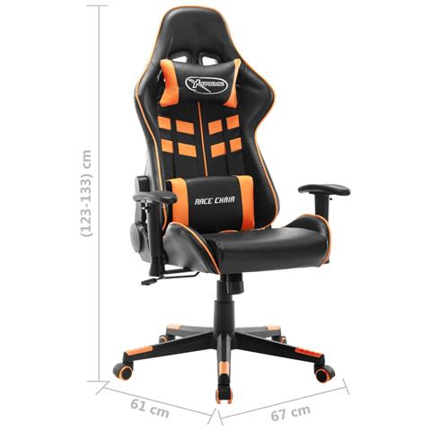 Lusso Casadino - Sedia Da Gaming Nera E Arancione In Similpelle - Foto 8