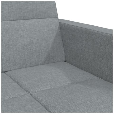 Divano Letto a 2 Posti con Poggiapiedi Grigio Chiaro in Tessuto - Foto 9