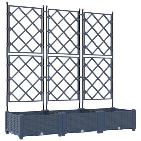 Vaso da Giardino con Trellis 3 pz Grigio 120x40x125.5 cm - Foto 1