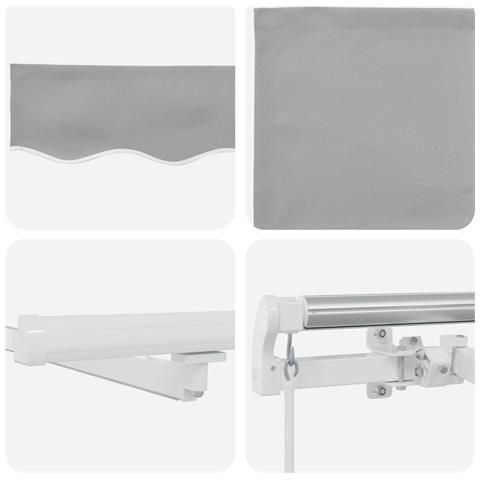 Tenda Retrattile Manuale  con Luce Grigio Chiaro 400x350 cm, Tessuto di Ricambio per Tenda  per Struttura 4x3.5 m Grigio Chiaro - Foto 9