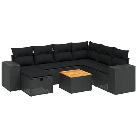 Set Divani da Giardino con Cuscini 8 pz Nero in Polyrattan - Foto 1