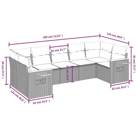 Set Divani da Giardino con Cuscini 7pz Nero Polyrattan - Foto 3