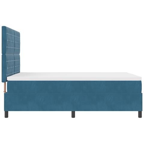 Letto a Molle con Materasso Blu Scuro 160x200 cm Velluto - Foto 9