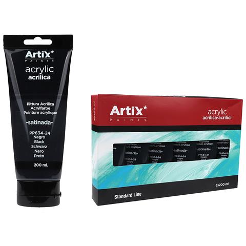 Pack 6 Uds. Pittura Acrilica Nera 200 Ml - Foto 1