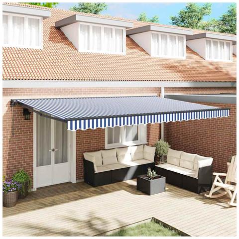 Tenda Retrattile Blu e Bianco 500x300 cm Tessuto - Foto 2