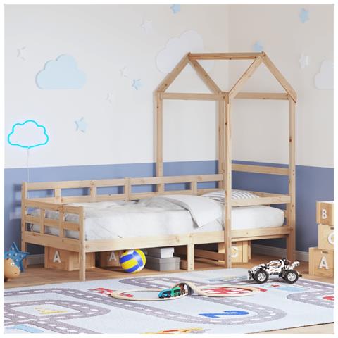 Dormeuse con Tetto 80x200 cm in Legno Massello di Pino - Foto 2