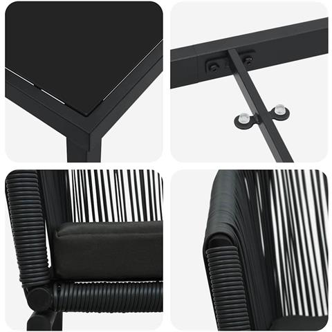 Set da Pranzo per Giardino 7 pcs Nero Poly Rattan - Foto 9