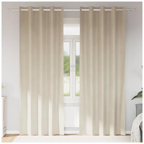 Tende con tende 2 pcs Crema 140 x 245 cm Velluto - Foto 2