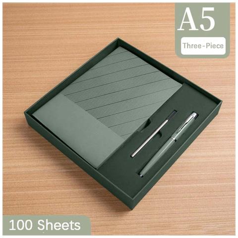 Quaderno A5 In Pelle Pu - 360 Pagine, Carta Spessa, Con Penna E Ricarica Green - Foto 2