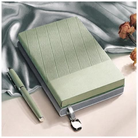 Quaderno A5 In Pelle Pu - 360 Pagine, Carta Spessa, Con Penna E Ricarica Green - Foto 4