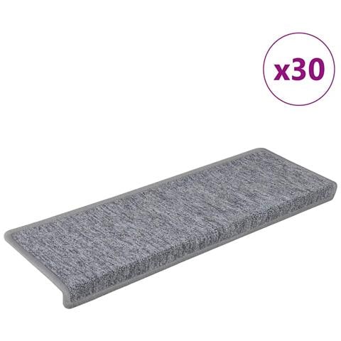 Tappetini per scale 30 pz 65x21x4 cm Grigio chiaro Bordo rettangolare - Foto 1