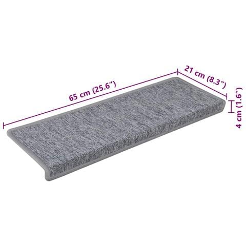 Tappetini per scale 30 pz 65x21x4 cm Grigio chiaro Bordo rettangolare - Foto 8