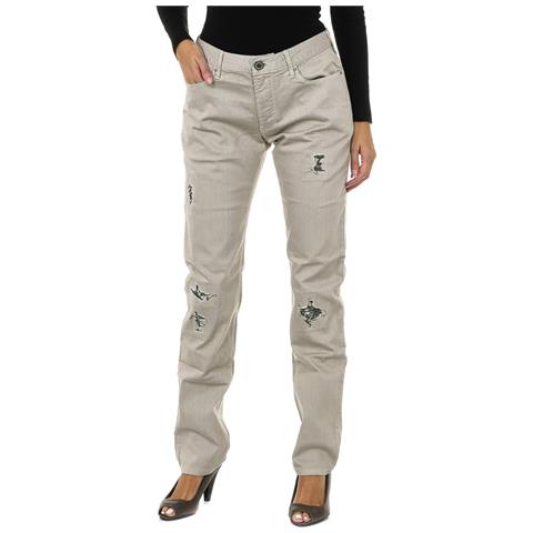 Pantaloni Lunghi In Denim Effetto Strappato Da Donna 3y6j06-6dadz - Foto 1