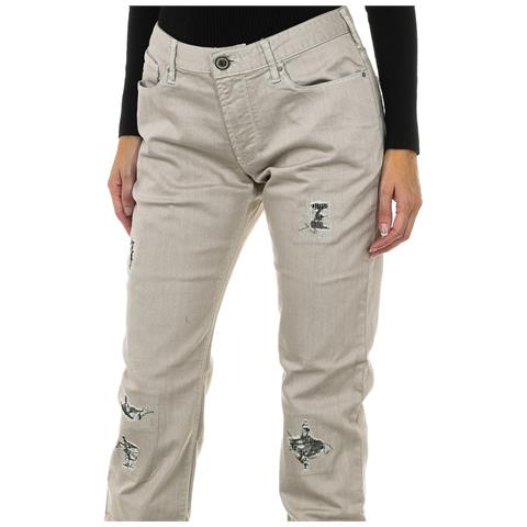 Pantaloni Lunghi In Denim Effetto Strappato Da Donna 3y6j06-6dadz - Foto 3