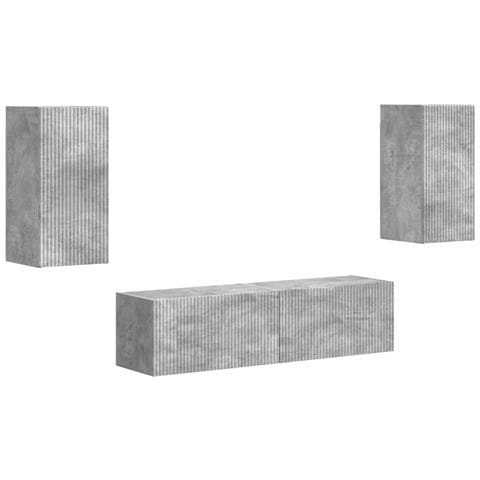 Set mobile TV 4 pcs Grigio cemento Legno multistrato - Foto 1
