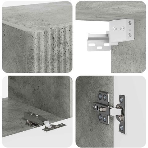 Set mobile TV 4 pcs Grigio cemento Legno multistrato - Foto 9