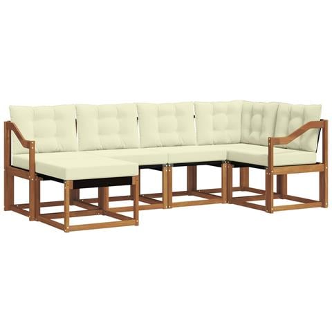 Set di divani da esterno con cuscino 6 pcs Naturale e Crema - Foto 1