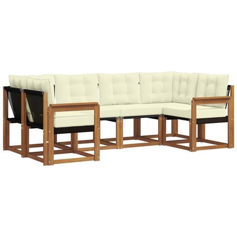 Set di divani da esterno con cuscino 6 pcs Naturale e Crema - Foto 1