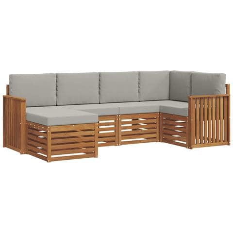 Set divani con cuscino 6 pcs Grigio Naturale e Chiaro - Foto 1