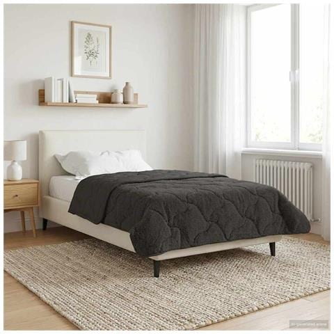 Duvet Estivo Antracite 155 x 220 cm Microfibra e Fleece Teddy - Foto 2